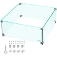 thumbnail image 1 of VEVOR Fire Pit Wind Guard, 14 x 14 x 6 inch Glass Wind Guard, Rectangular Glass Shield, 0.3" Thick Fire Table, Clear Tempered Glass Flame Guard, Steady Feet Tree Pit Guard for Propane, Gas, Outdoor, 1 of 9