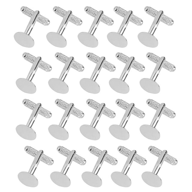 20 piezas moda hombres plata 12 mm planas redondas en blanco ajustes gemelos Zulema Gemelos