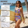 thumbnail image 4 of XYZCANDO 80s Hippie Flowers Couple Matching Beach Set Men's Board Shorts & High Waisted Tummy Control Women's Bikini Set Hawaiian Style Vacation Swimwear His and Hers Beach Outfit, 4 of 6