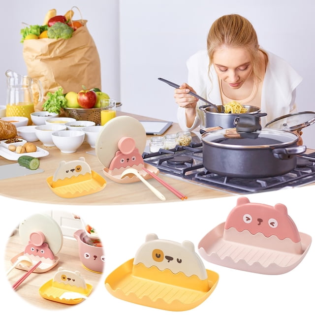 Ganfancp Cocina Cuchara Palillos Tenedor Cortar Escurrir Estante Estante de Almacenamiento Ofertas Del Día Sólo En Línea 1X Soporte para Tapa de Olla de Cocina