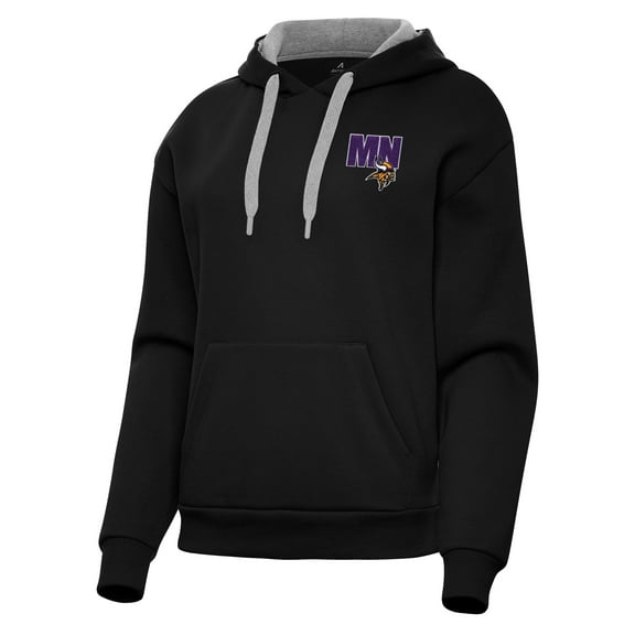 Women's Antigua  Black Minnesota Vikings Victory Pullover Hoodie