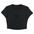 thumbnail image 6 of HDE Women's Heart Cut Out Crop Top Short Sleeve T Shirt Black - M, 6 of 6