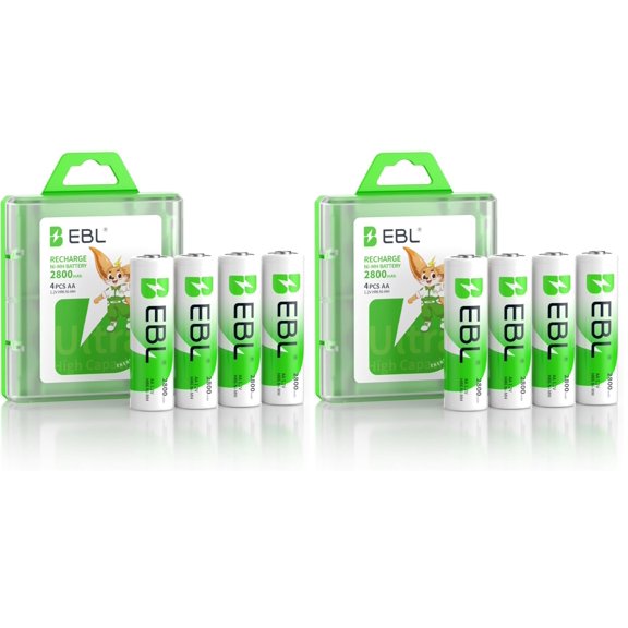 Pilas Recargables EBL AA 2800mAh Ni-MH Paquete de 8