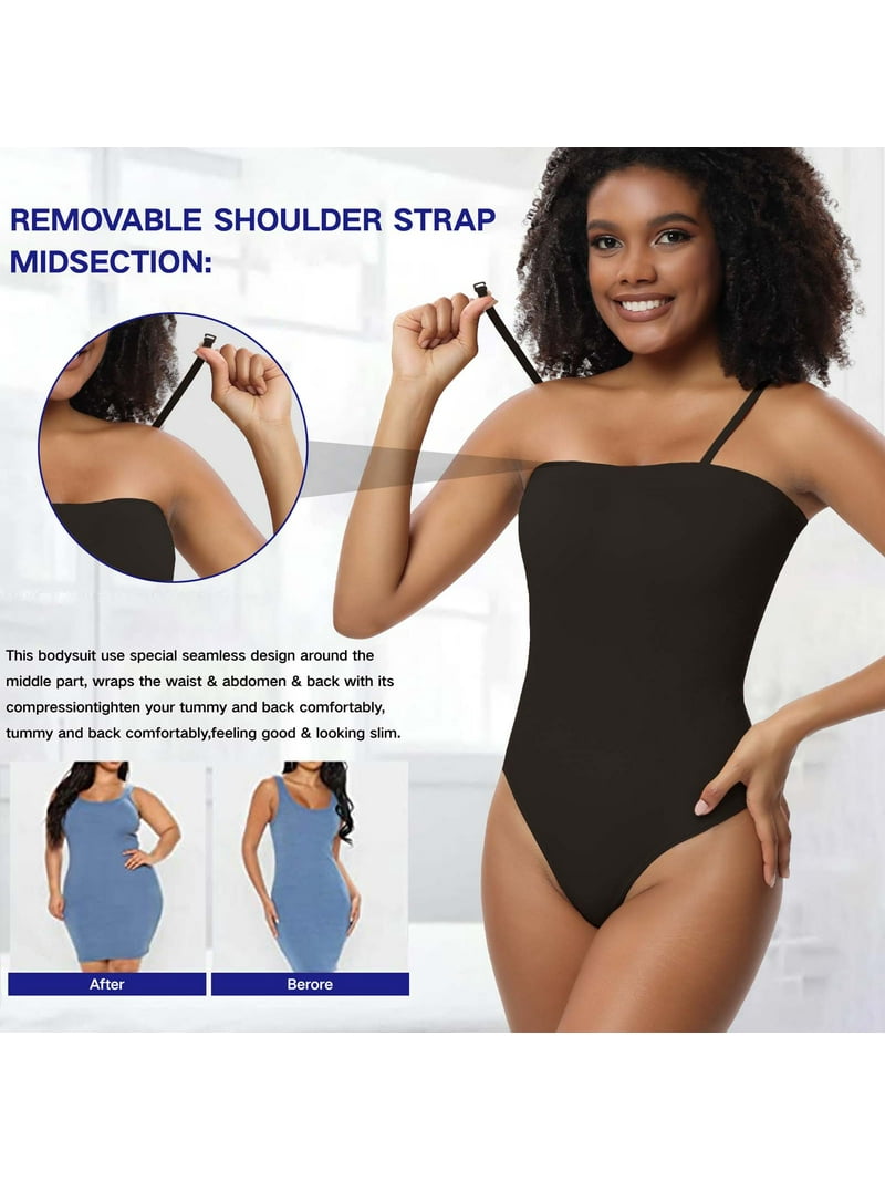 MecTo Womens Shaper Bodysuit Strapless Thong Bodysuit Tummy