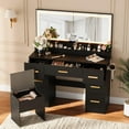 thumbnail image 2 of Vanity Desk with Large Lighted Mirror, 45.9" Makeup Vanity Table, 3 Light Modes & Power Outlet, 8 Drawers, Wall-Mounted, for Bedroom, Black, 2 of 8