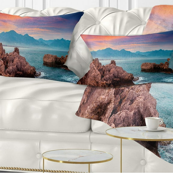 Designart 12" x 20" Multi-color Polyester Throw Pillow