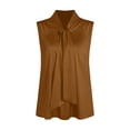 thumbnail image 4 of Womens Elegant Satin Camisole Top Bow Tie Detail Sleeveless V Neck Casual Blouse Coffee XXL, 4 of 4
