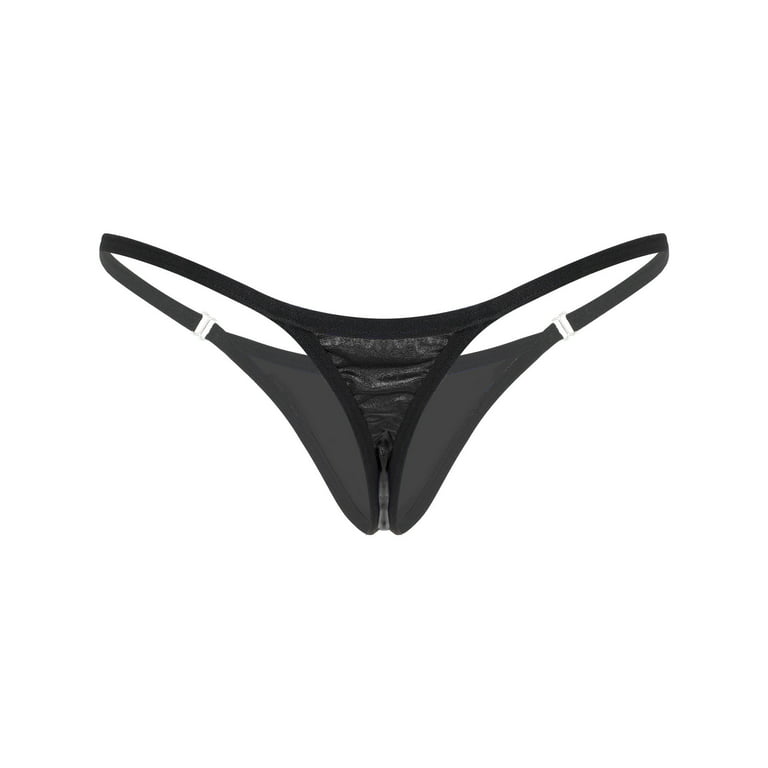 Women Mini G-String Shiny Low Rise Micro Thong Bikini Underwear O