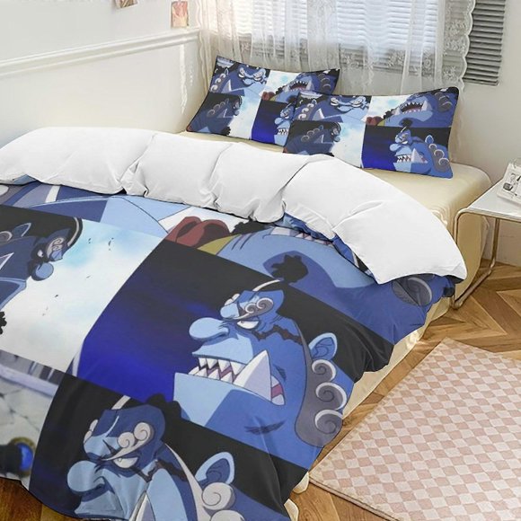 Bh198 Jinbe Bed Duvet Cover Funny Anime Cartoon Bedding Sets Lightweight 3 Piece Comforter Sets, 1 Duvet Cover And 2 Pillowcases ka198(Single135x200cm)