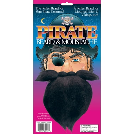 Loftus Pirate Captain Costume 2pc Beard & Moustache, Black, One Size