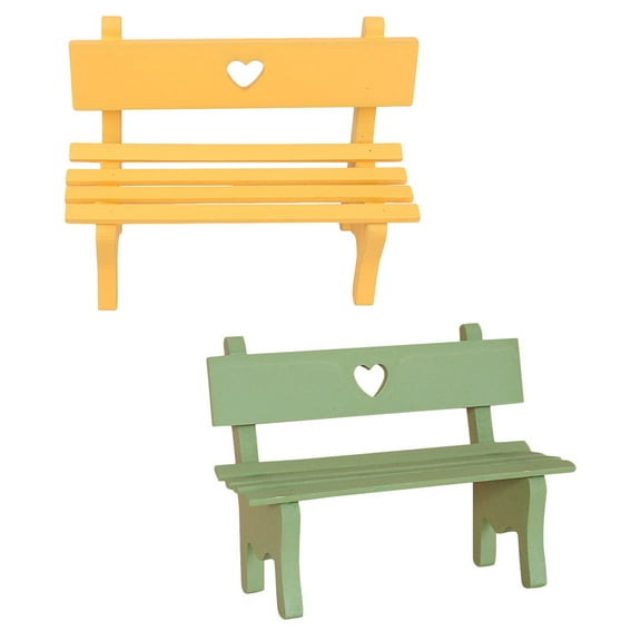 2 Pcs Mini Garden Bench Small Chair Mini Home Decor Child 16.5X12.5CM
