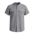 thumbnail image 5 of Fancifize Girls Boys Vintage Shirts Button Down Short Sleeve Tops with Cargo Pockets Casual Cotton Linen Athletic Quick Dry Outwear for Kids, 5 of 5