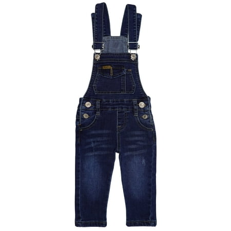 

KIDSCOOL SPACE Little Boys Slim Fit Jeans Ripped Bib Pocket Fashion Denim Overalls Deep Blue 4-5 Years