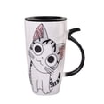 thumbnail image 1 of Taza de cerámica para café y té con diseño de gato, 600 ml, novedosa taza de cerámica para la mañana con tapa para el hogar y la oficina., 1 of 13