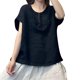 thumbnail image 5 of V Cuello Blusas para las Mujeres, de Moda Retro Bordado Cuello Redondo Cinco Cuartos de Manga para el Uso Casual, 5 of 6