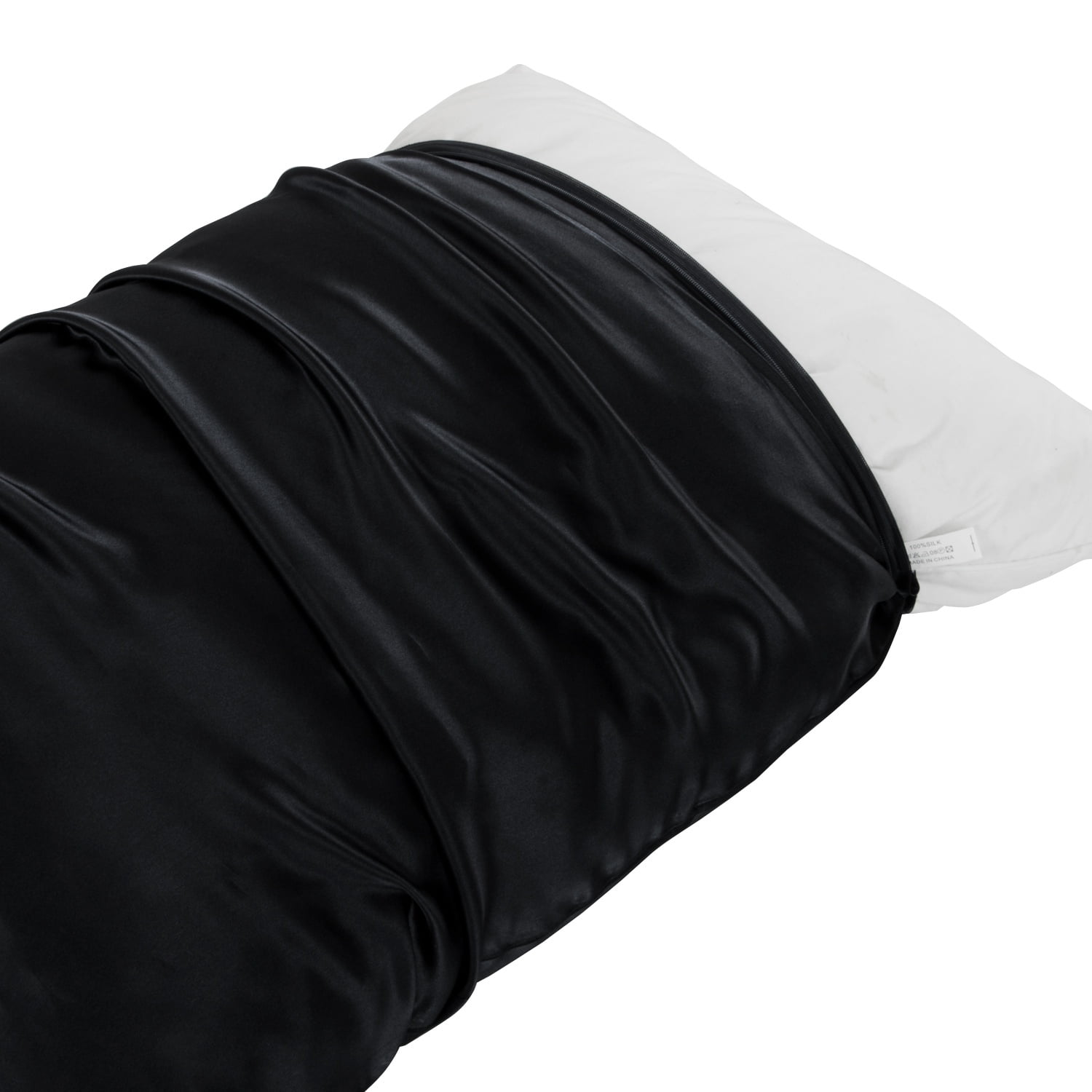Lorviah 100% Mulberry Silk Pillowcase for Skin and Hair, King Size 20"x36", 1 Pack, Black
