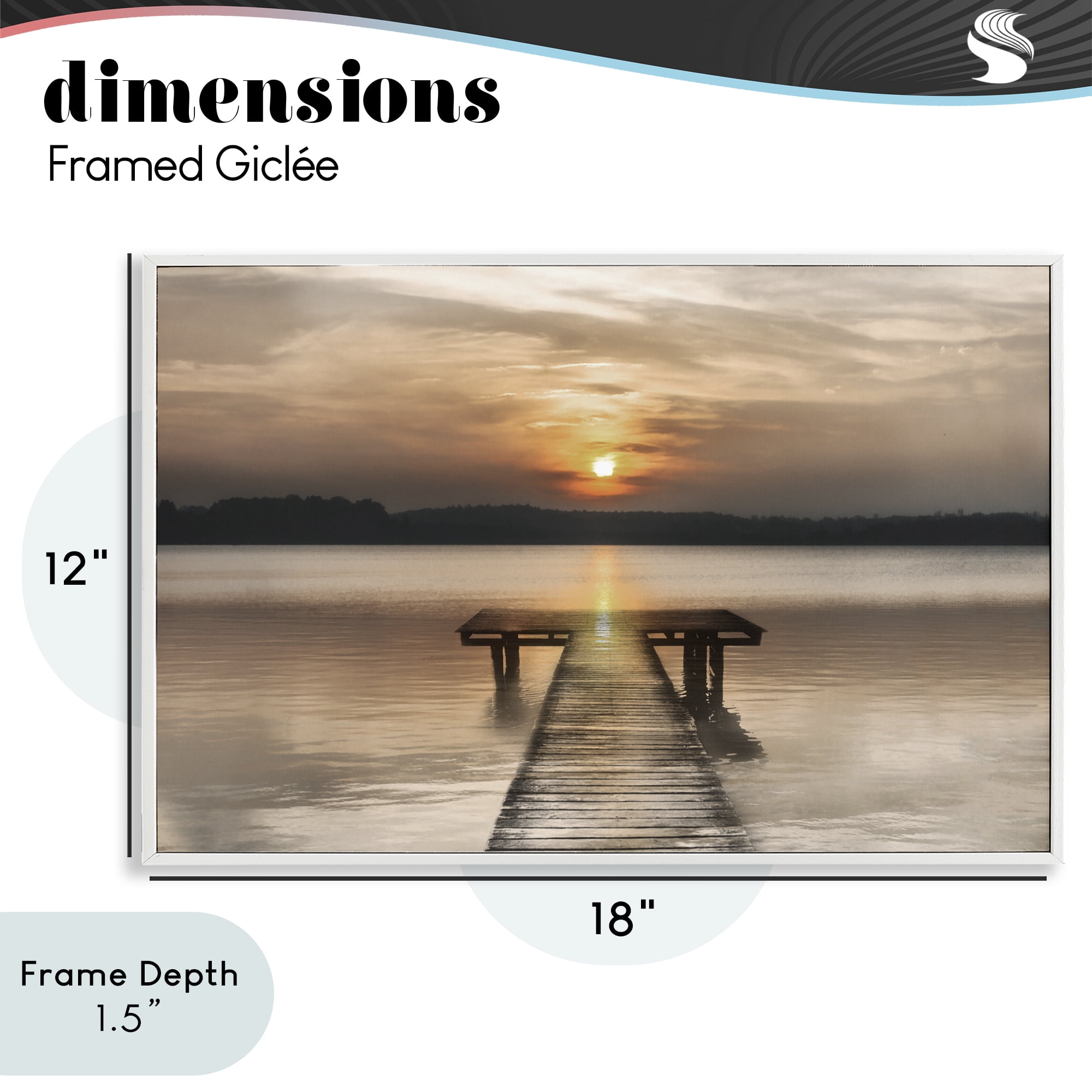 Stupell Industries Centric Reflective Sunrise White Framed Giclee Art, design by Irene Weisz