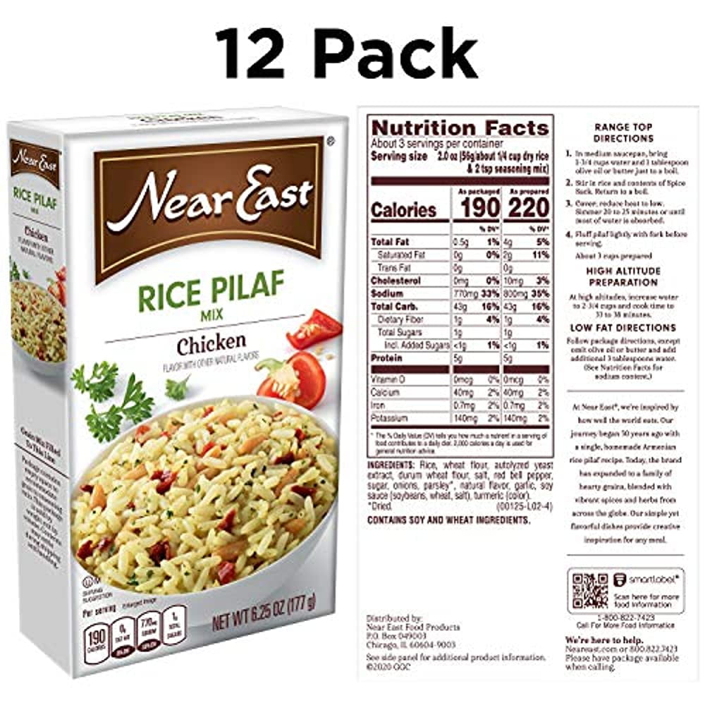 Near East Rice Pilaf Mix, Chicken,6.25 Ounce (Pack of 12 Boxes)