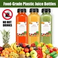 thumbnail image 6 of Wintfarm 20pcs 13.6oz/400ml Empty Plastic Juice Bottles with Caps, Smoothie bottle,Shot bottles with lids,Reusable Water Bottle,Clear Bulk Plastic bottles with Black Tamper for Juicing and Beverages, 6 of 7