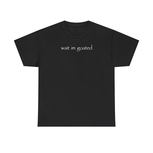 Men's Casual Round Neck T-Shirt - Black with "WAITING I Goated" Letter Print, Soft Cotton Fabric, Machine Washable, Perfect Summer Gift for Men, Casual Menswear | Round Neck Top | Smooth Texture