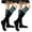 Black / Sky Blue, variant on Couver Women's Triple Striped Knee High Tube Cotton Socks, Black Blue, 9-11, 2 Pairs