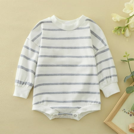 

NIUREDLTD Girls Boys Long Sleeve Romper Bodysuits Striped Prints For Babys Clothes