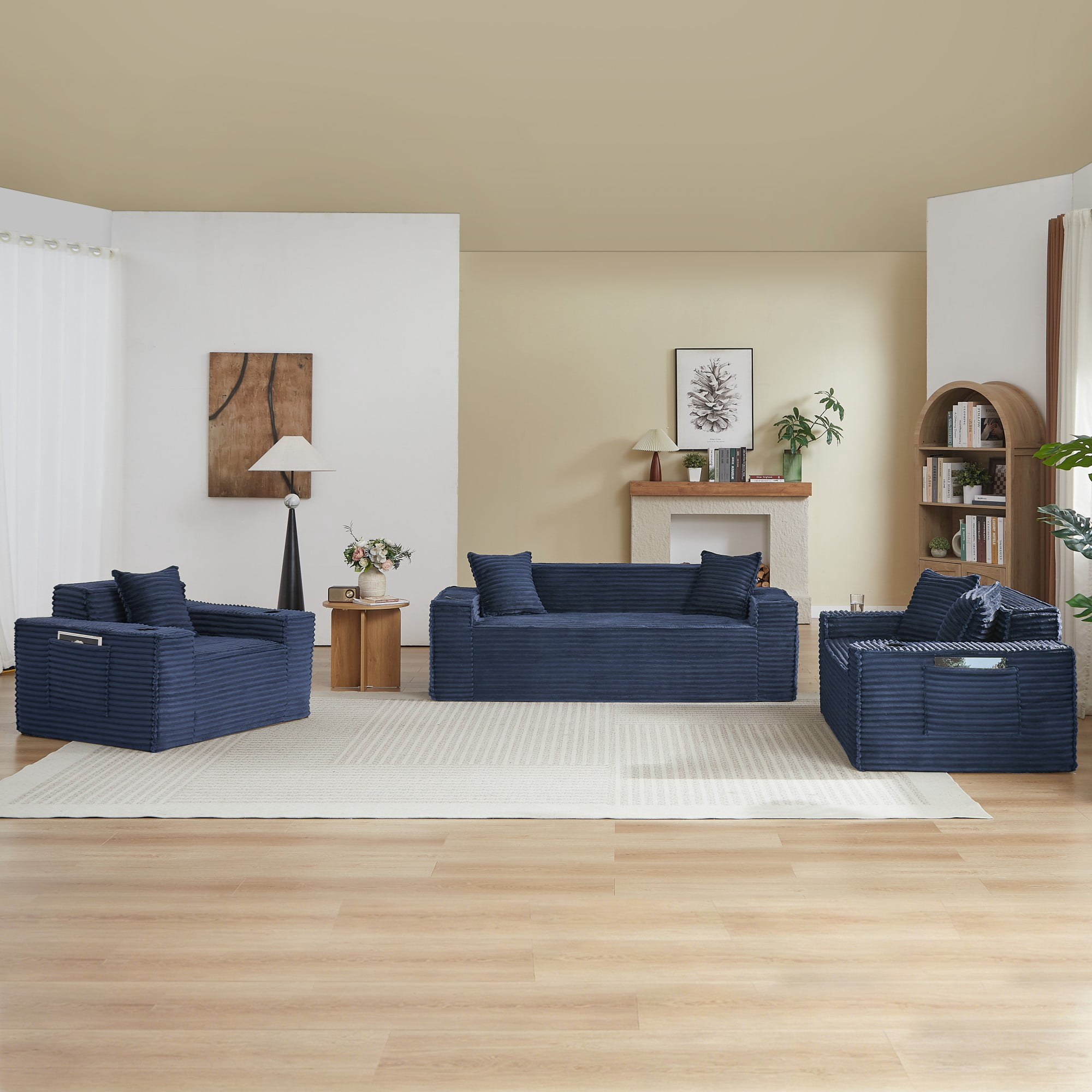 Boneless Loveseat, 2-Person Compact Sofa, No Assembly Required, Blue