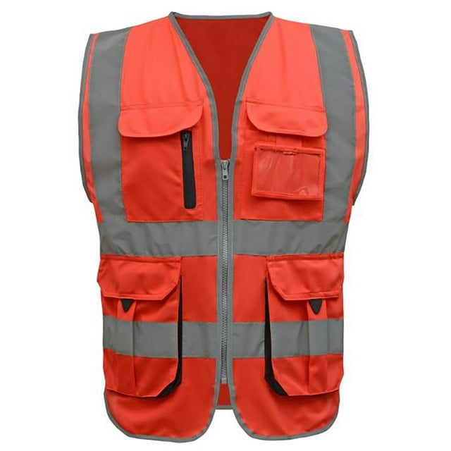 GOGO Gilet de Sécurité Haute Visibilité à 10 Poches, Gilet de Sécurité avec Bordure Réfléchissante