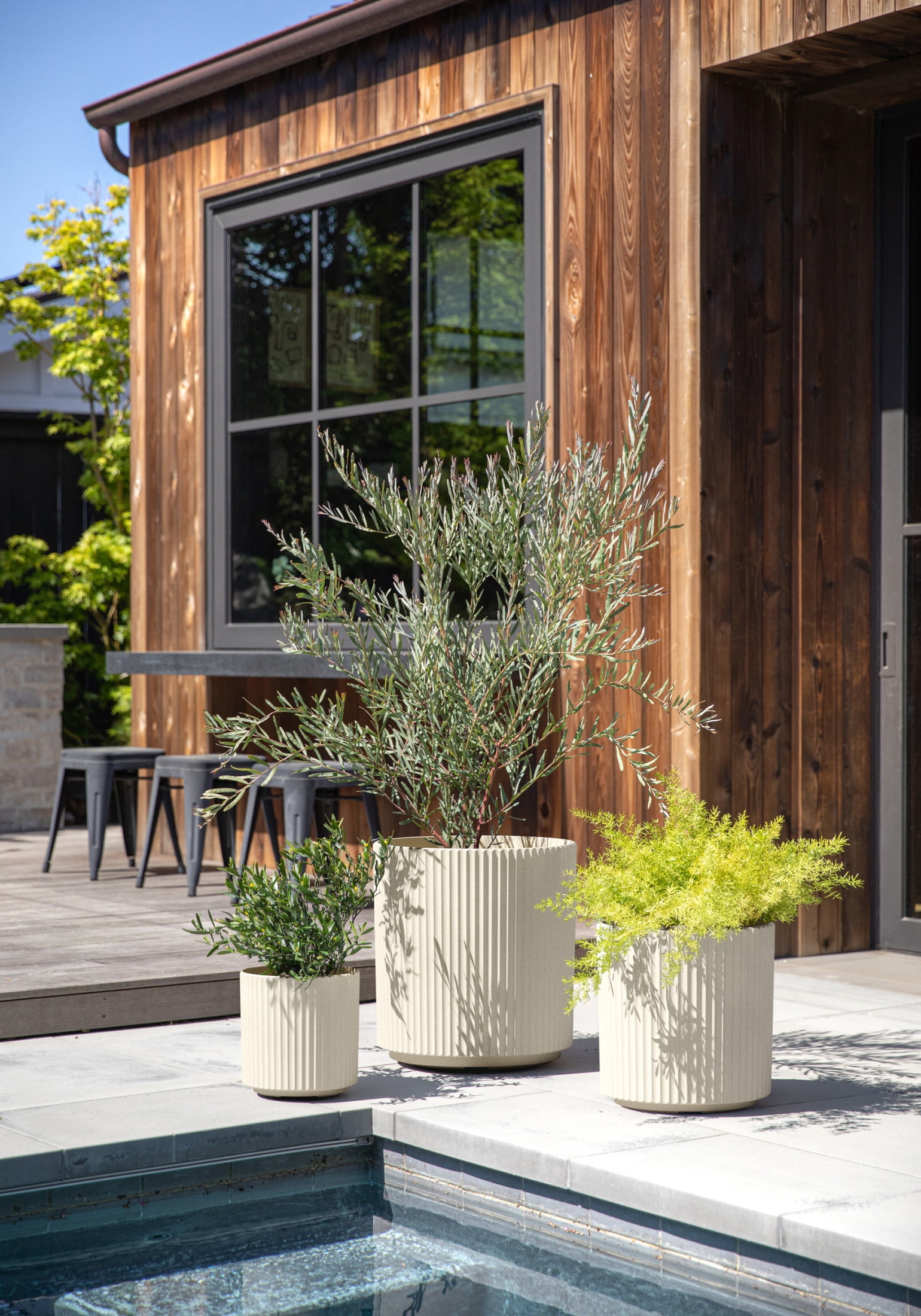 Veradek Demi Series Bundle - Three Piece Set of Plastic-Stone Planters - Sand