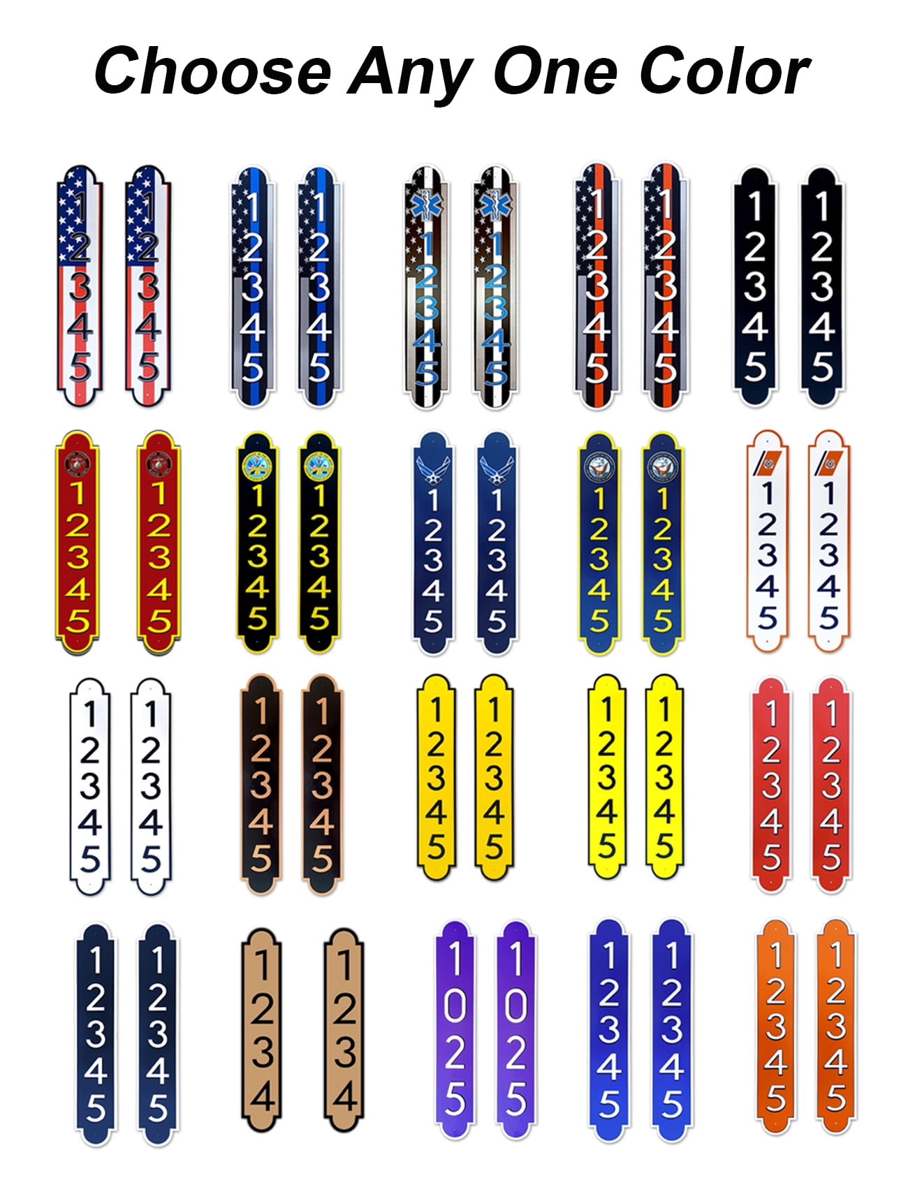 Customized Address Numbers Stickers 2 Pack, Highly Reflective Aluminum Personalized Curb Address Vinyl Decal (American Flag)