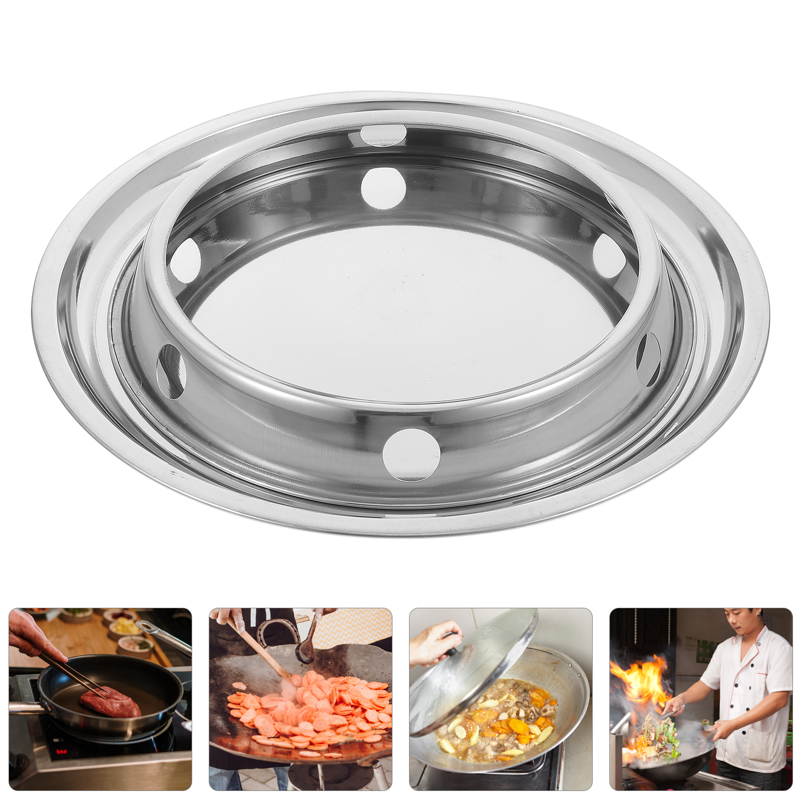 Wok Stand Pot Stand Countertop Pan Rack Support Ring Multi-function Wok Rack Stainless Steel 27.00X27.00X3.00CM