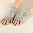 thumbnail image 2 of hoksml Unisex Ribbed Knit Fingerless Gloves Mid-Long Solid Color Arm Warmers for Women Men, 2 of 4