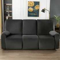 8-piece Recliner Cover with Pockets, Stretch Recliner Chair Slipcover Velvet Plush Fabric Couch Furniture Covers, Dark Grey