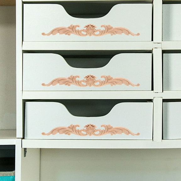 MLINS 4pcs Wood Trim Wooden Appliques Vintage Furniture Decorative Onlays European Style Carved Wood Overlays For Home Cabinet Decoration