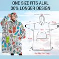 thumbnail image 4 of Oversized Wearable Blanket Hoodie,Colorful Sports Items Pattern Sherpa Blanket Hoodie with Super Pockets,Super Warm Fuzzy Pullover for Women & Men, 4 of 6