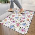 thumbnail image 3 of Pink Flowers Linen Non-slip Floor Mat, Entryway Doormat Durable Low-Profile Mat Home Decor, Throw Rugs Washable Kitchen Bathroom Laundry Bedroom Living Room Door Mat 30x17in, 3 of 6
