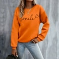 thumbnail image 2 of Yuanlong Womens Sweatshirts Solid Color Long Sleeve O Neck Smile Heart Printed Hoodie Daily Outdoor Workout Sporty Tops, 2 of 8