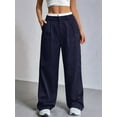 thumbnail image 5 of Womens Baggy Wide Leg Pants Casual Stripe Elastic Waisted Palazzo Harem Pants with Pockets Blue S, 5 of 7