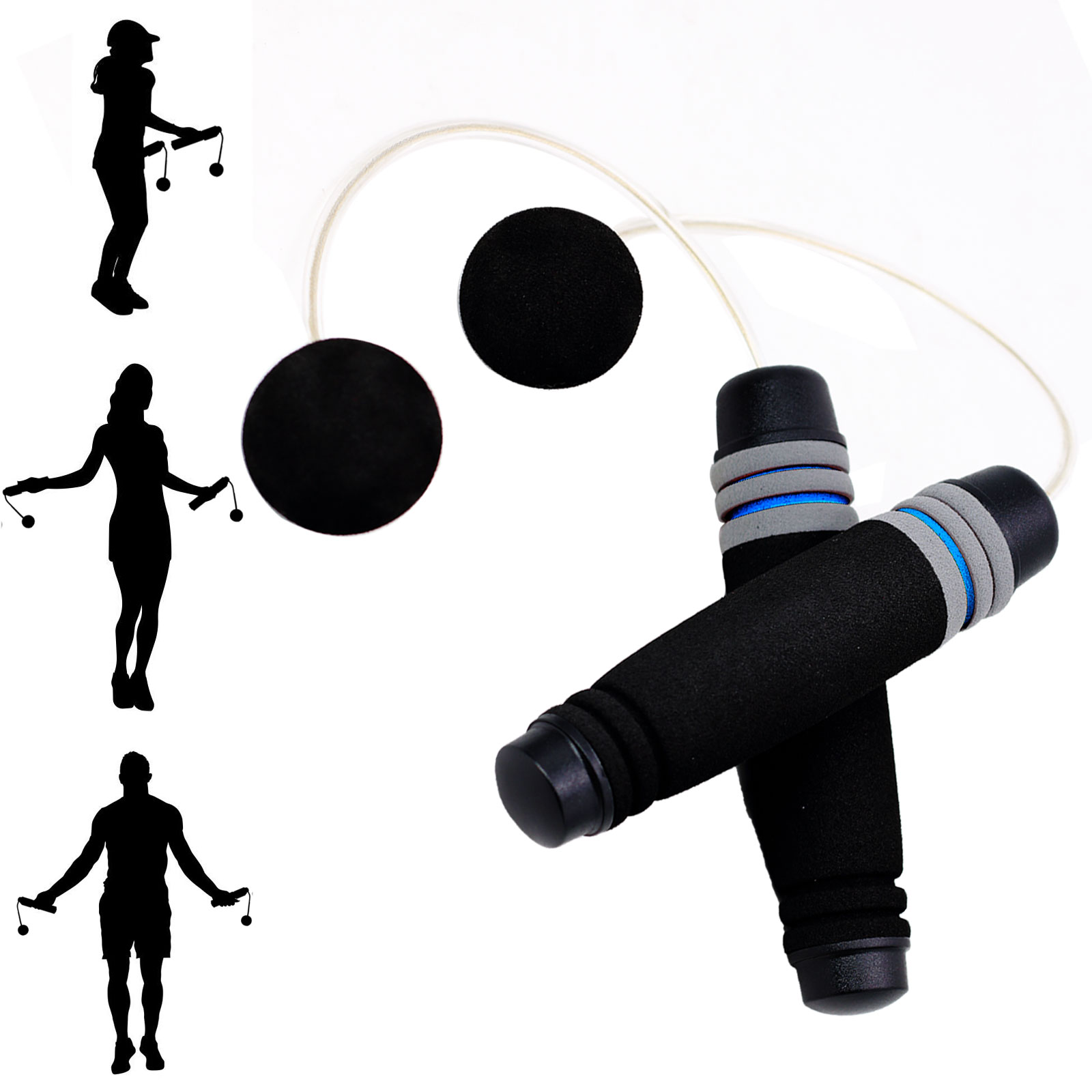 Ueasy Cordless Jump Rope With Anti-slip Memory Sponge Handles, Fitness Tangle Free Ropeless, For Home Office Bedroom Outdoors Crossfit Speed Jump Rope for Women Men Kids