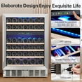 thumbnail image 4 of 52 Bottles Wine Cooler Under Counter, 24 Inch Dual Zone Wine Fridge with 40～64°F Independent Temperature Control, Safety Lock, All Wood Removable Shelves, Stainless Steel+Glass Door, Dual Zone, 4 of 6