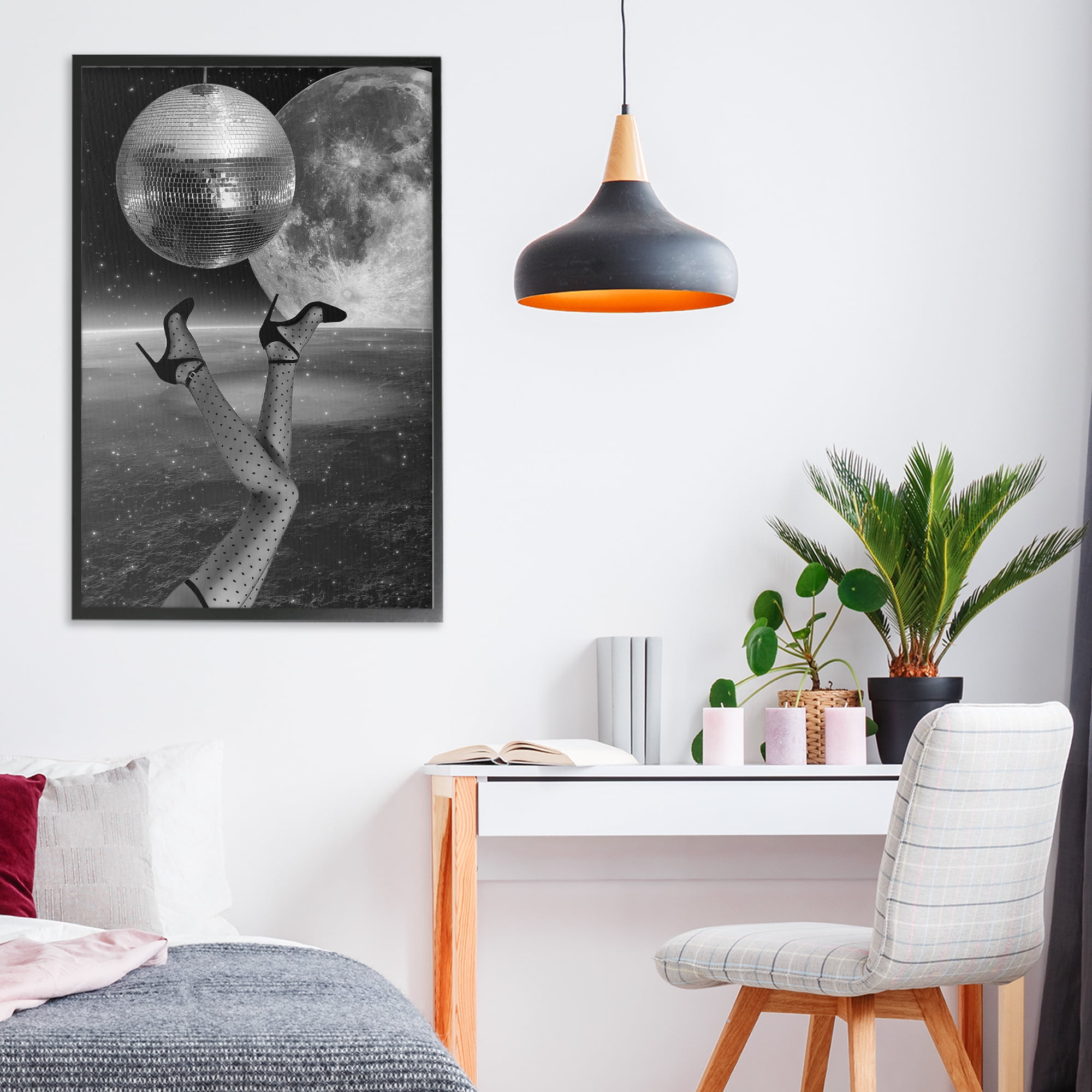 Hangin' Over Disco & Planet Black Framed Giclee Art, design by Elo Marc