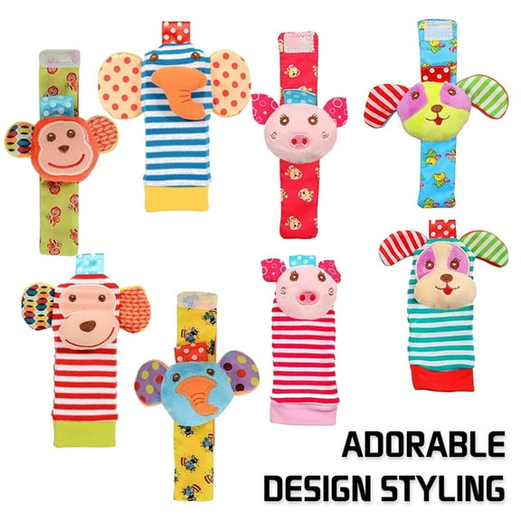 0-6 months old baby wrist bell, animal socks with sound, cotton monkey elephant pig dog shape socks, children Soft Arm Wrist Rattles Foot Finder Ankle Sock for Newborn Baby