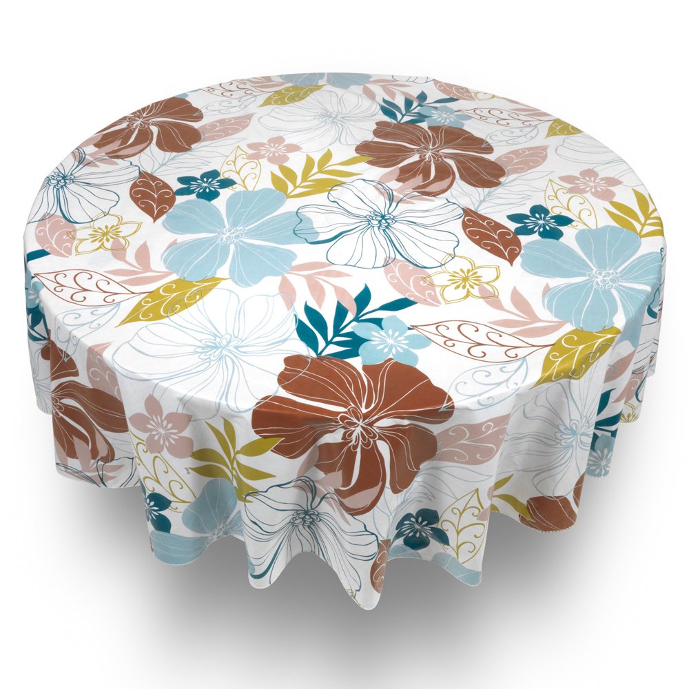 Carnation Home Fashions "Summer Floral" 70" Round Vinyl Flannel Backed