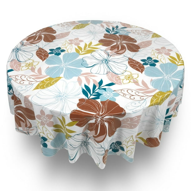 Carnation Home Fashions "Summer Floral" 70" Round Vinyl Flannel Backed