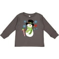thumbnail image 3 of Inktastic Christmas Snowman in Top Hat with Candy Cane Boys or Girls Long Sleeve Toddler T-Shirt, 3 of 5