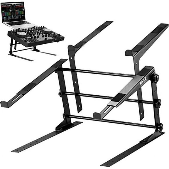 PYLE PLPTS38 - Universal Dual Device Laptop Stand, Sound Equipment DJ Mixing Workstation
