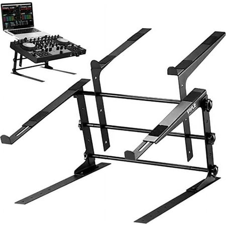 PYLE PLPTS38 - Universal Dual Device Laptop Stand, Sound Equipment DJ Mixing Workstation