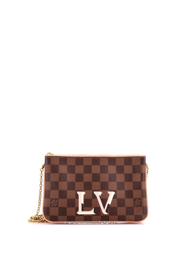 Pre-Owned Double Zip Pochette Damier By Rebag