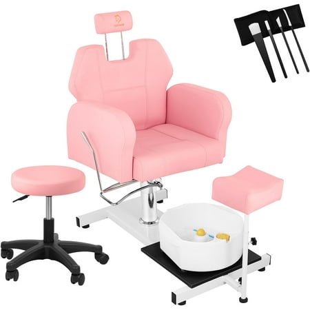 Pedicure Chair with Foot Basin , Massage Foot Bath Hydraulic Pedi Chair with 360掳 Rotation, Height Adjustable Pedicure Unit Station