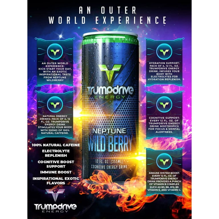 TRUMPDRIVE ENERGY Drink Nootropic Formula, Cognitive Neptune Wild